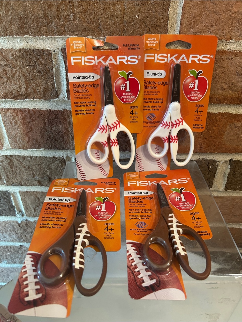 (4) Fiskars  Kids Scissors  5 Inch Ages 4+  Pointed and blunt Tip Safety Edge